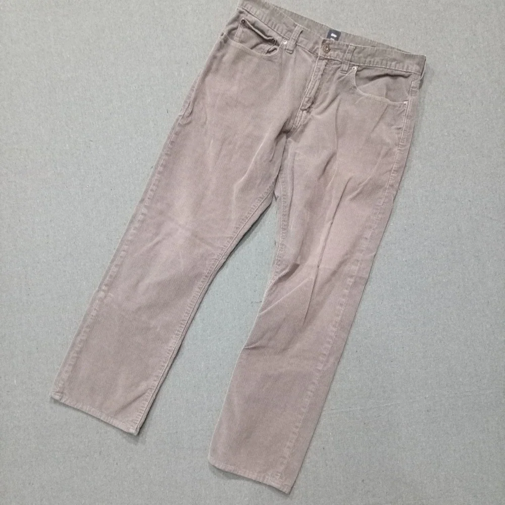 Gap 1969 Mens Corduroy Pants Straight Fit Taupe Gray 34x30 Casual Trousers